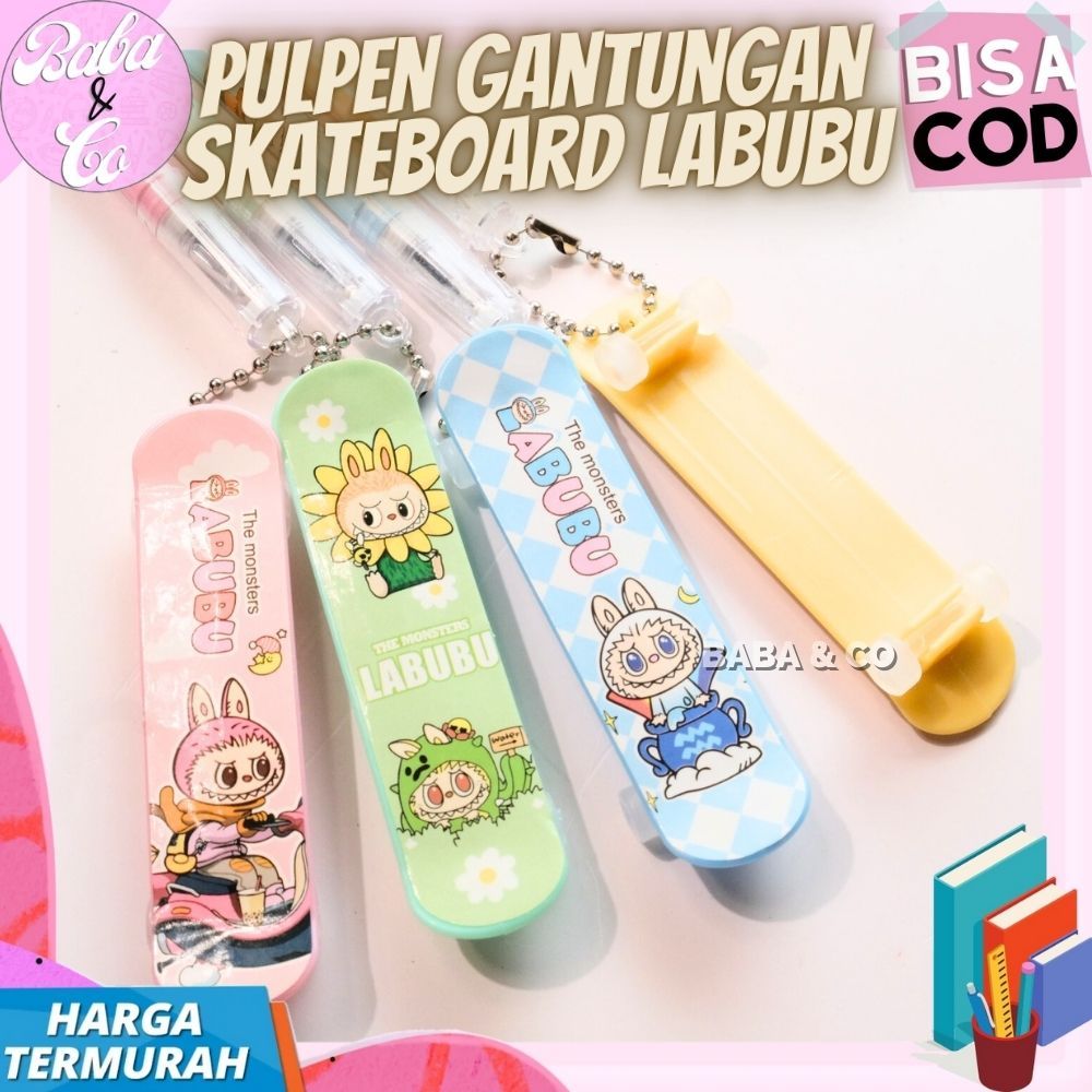 

PULPEN LUCU PEN GANTUNGAN SKATEBOARD LABUBU LUCU UNIK MURAH PEN GEL GANTUNG SKATEBOARD MINI LABUBU LABU LABU