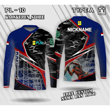 jersey dinas pln lengan panjang kaos dinas pln baju dinas pln unisex free custom nama logo