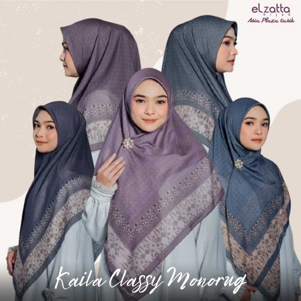 ELZATTA HIJAB SEGIEMPAT MOTIF KAILA CLASSY MONORUG ELZATTA