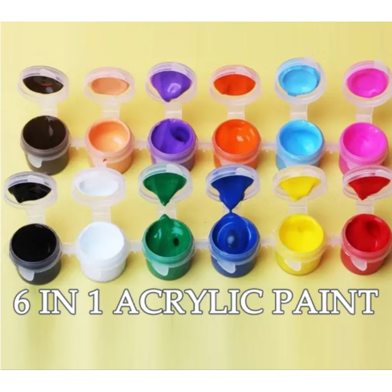 

Cat Akrilik Set 2ml Set Kuas Cat Akriik Warna Palet Anak-anak Menggambar Cat Akrilik DIY Menggambar