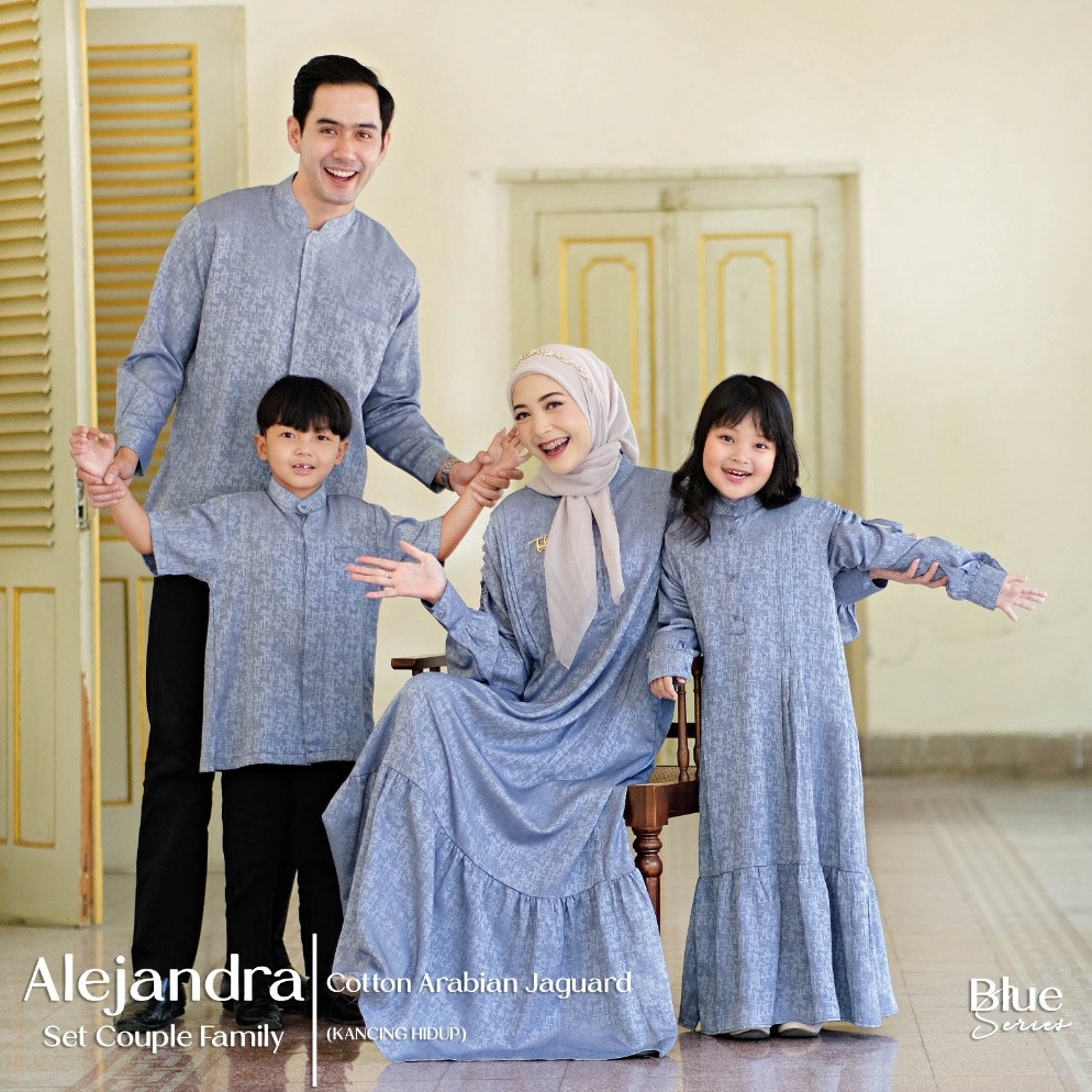KODE N6S Alejandra Set Couple Dress Kurta Muslim Cotton Arabian Jaguard Motif Batik Gamis Koko Baju 