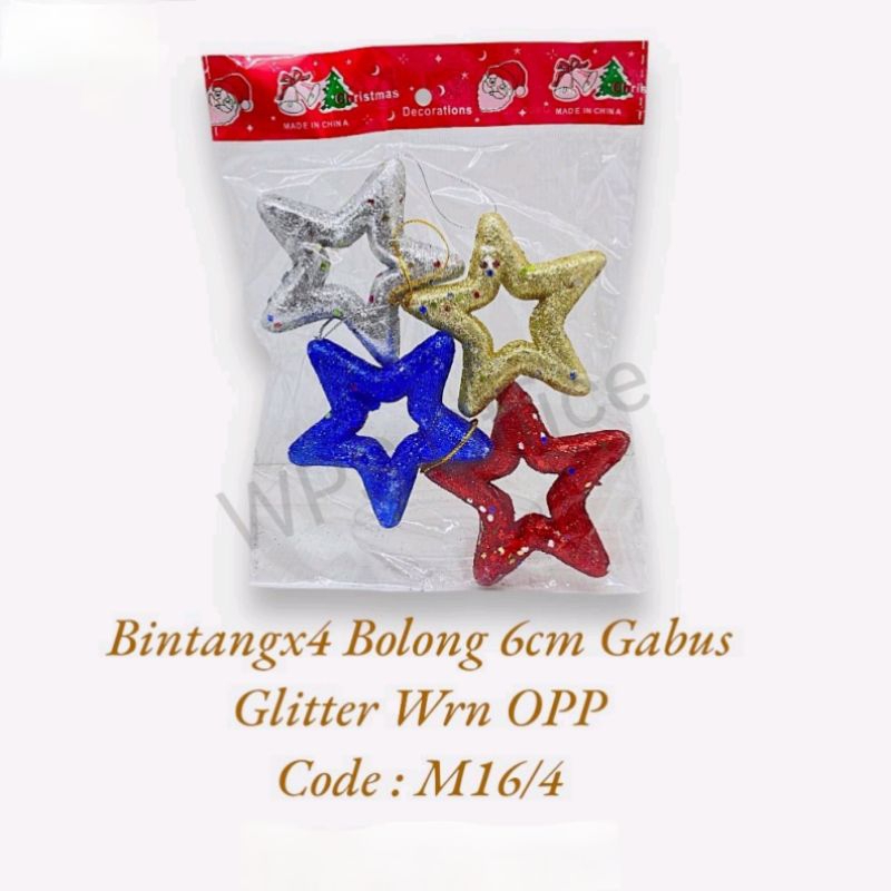 Hiasan Natal Bintang Bolong Gabus Glitter M16/4 - Hiasan Natal - Gantungan Natal - Natal2024