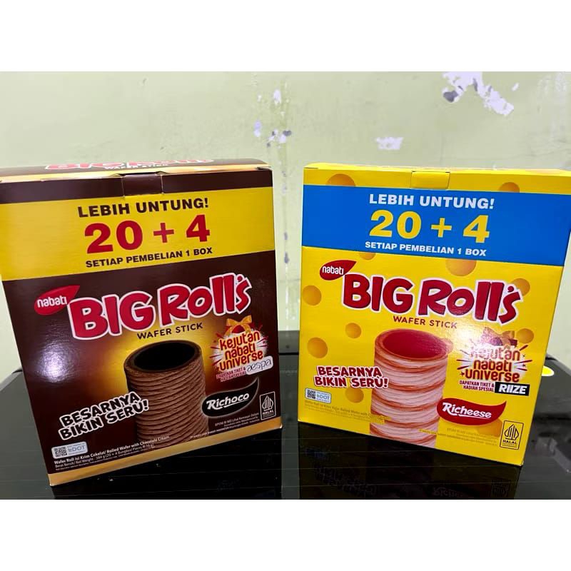 

NABATI BIG ROLLS WAFER STICK KEJU 20 + 4 PC LEBIH BESAR!!