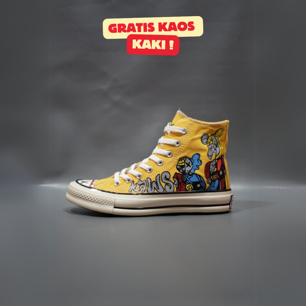 Sepatu Converse Chuck Taylor 70s X Kaws Companion Yellow High Premium Original 100% BNIB
