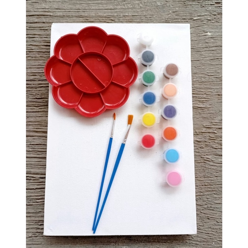 

Ready Terkini RSK Paket Lengkap Alat Lukis Kanvas 1 Set Peralatan Melukis Kuas Cat Akrilik Palet Kuas Flat Round KanvasCanvas 2 x 2 cm 2 x 3 cm dan 3 x 4 cm Paint Acrylic
