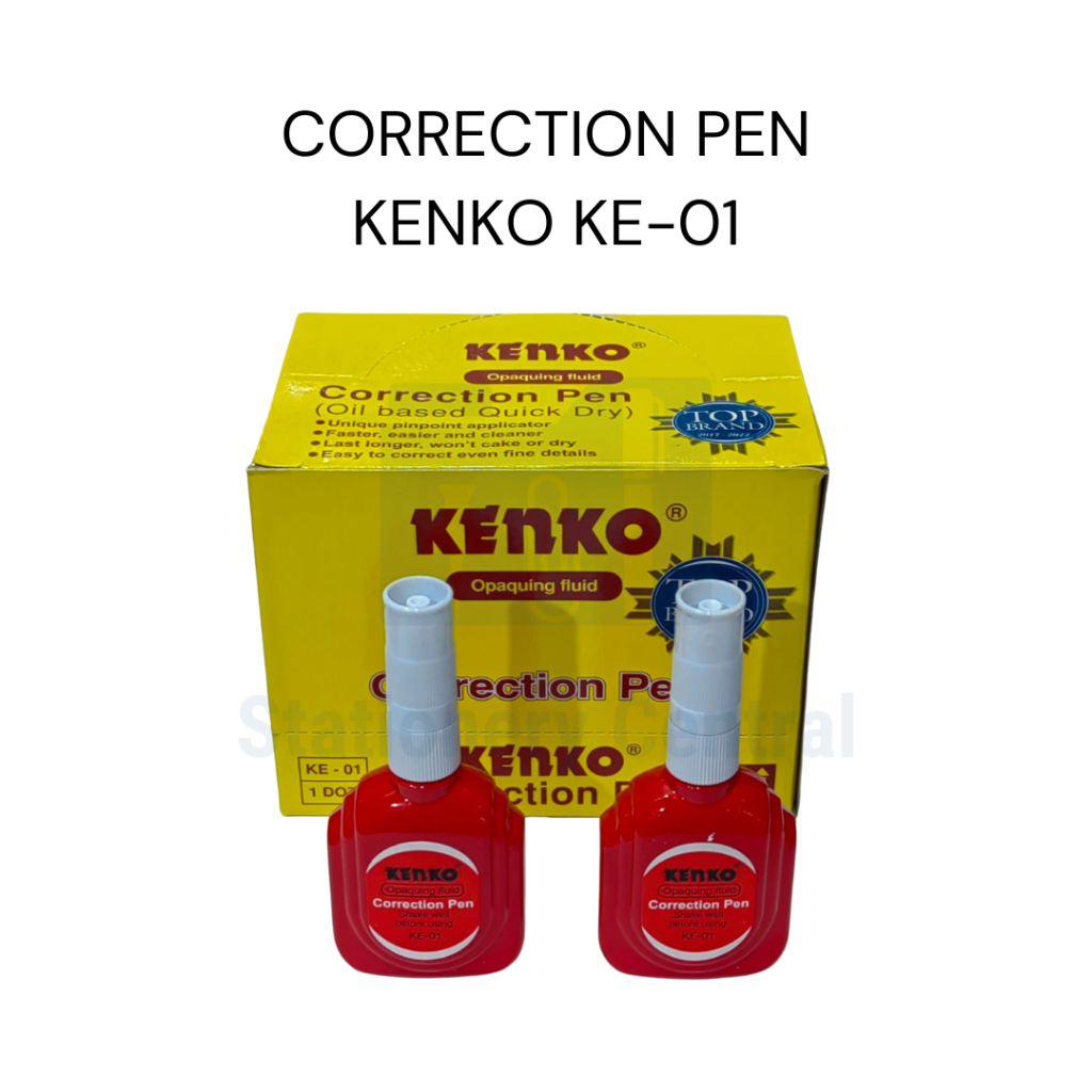 

Correction Pen Kenko KE-01 Merah Metal Tip X / TipeX Cair Putih (per lusin)