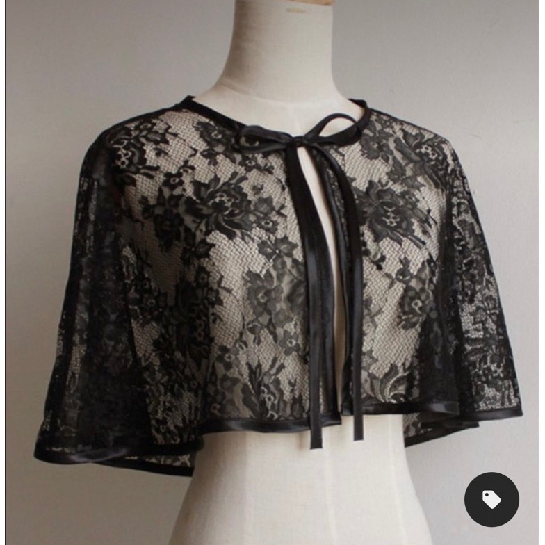 KODE V77Q Elegant Elegan Brukat Brokat Lace wedding Bolero  Cardigan woman shawl  Cape brokat Vintag