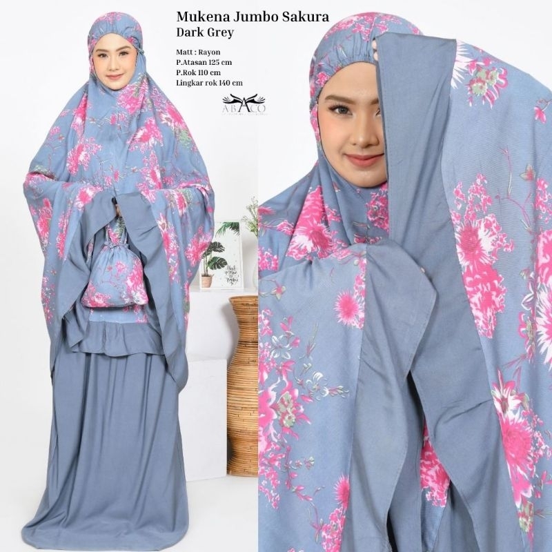 mukena Bali rayon janger motif bunga sakura