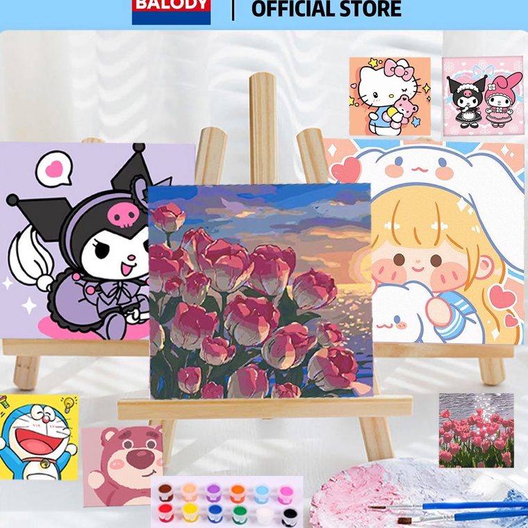 

Promo Untung BALODY Paint By Number 2x2cm Kit Kartun DIY Painting Kit Canvas Paint By Number Digital Melukis