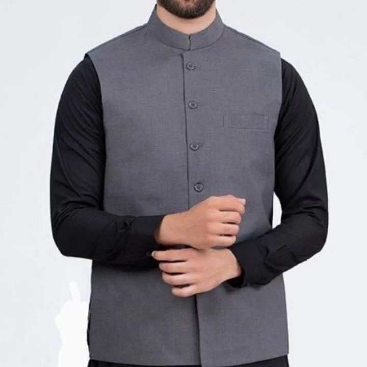 Rompi Pakistan Pria Muslim Majelis Sholat Polos Bahan Jas full Puring