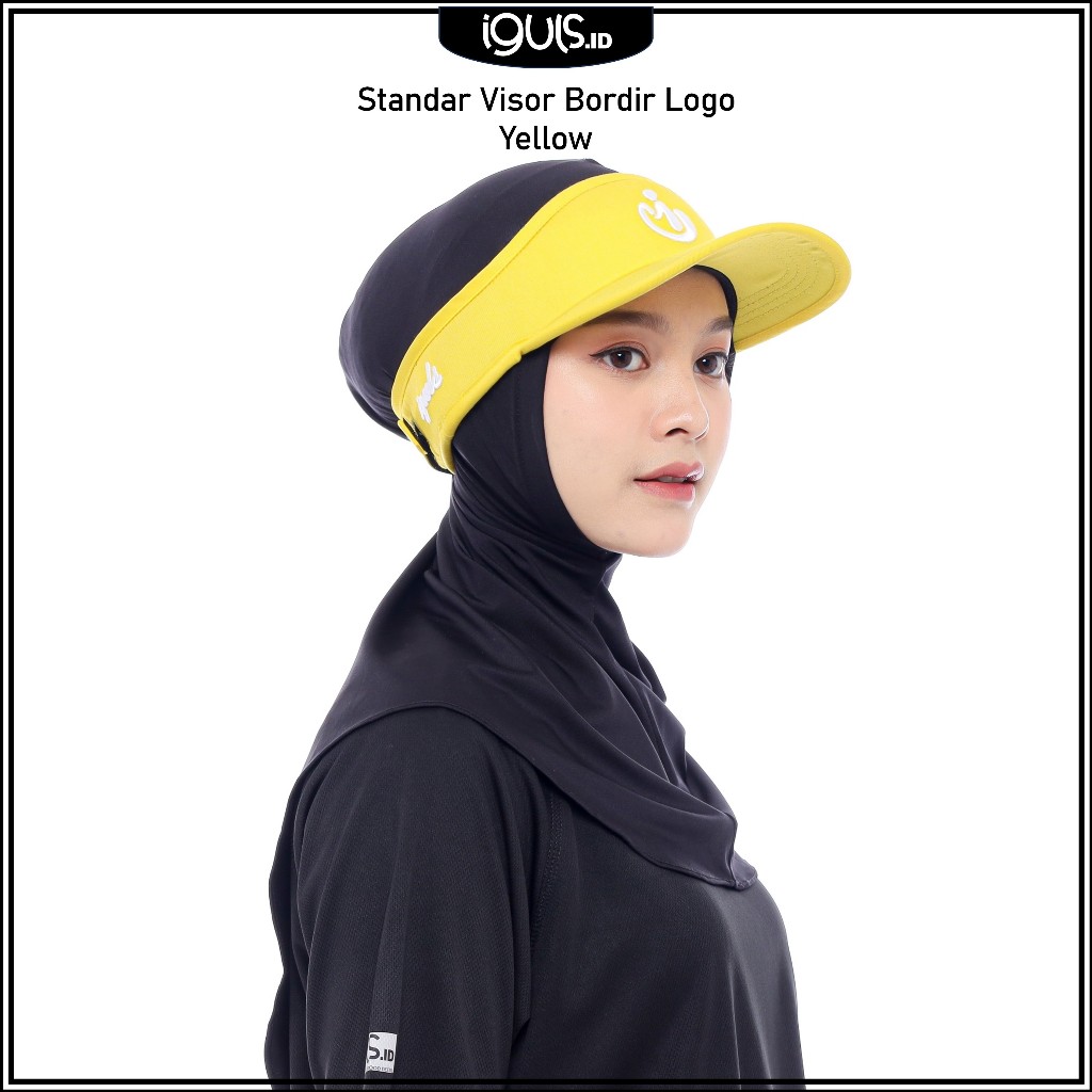 Iguls.ID Topi Olahraga Wanita Sport Hijab Standar Visor Warna Kuning Anti UV