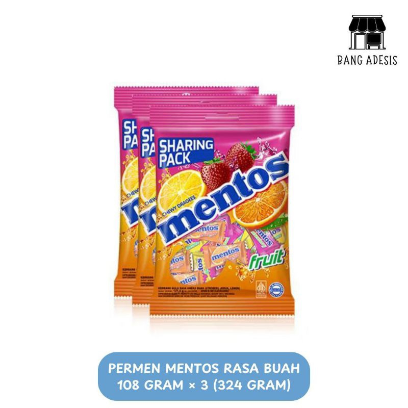 

Permen Mentos Fruit 108 gram × 3 (324 gram) || Permen Mentos rasa buah - BangAdeSis