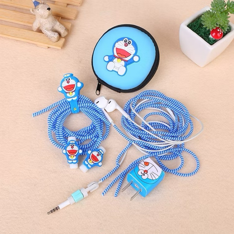 Pelindung kabel set | Pengikat kabel charger | Pengikat kabel doraemon | Pelindung kabel karakter do