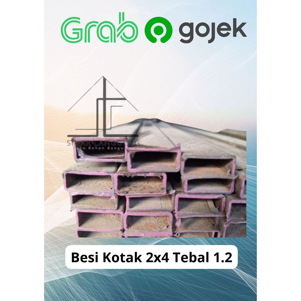 (Min 5 btg)Holo Kotak Besi 2X4 (14X34) x 6meter Tebal 1,4mm (Oren) 1,2mm (Ungu) kotak hitam