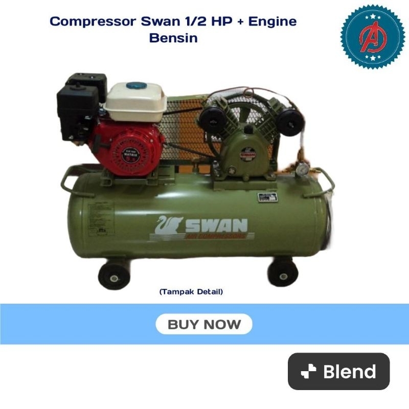 Kompresor Swan 1/2 HP + Mesin Engine 6½ HP / Air Compressor Swan