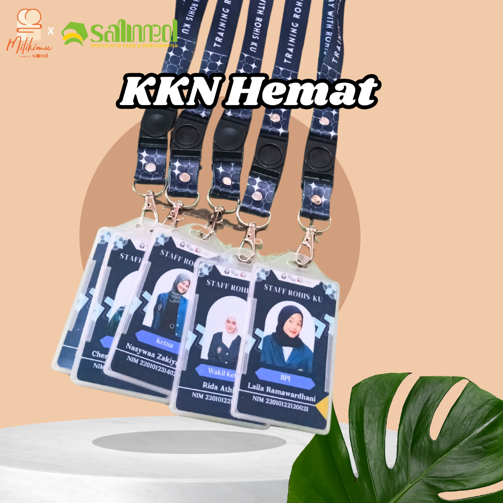 

Paket Lanyard Tali Cetak Bahan Printing KKN Kalung Id Card Produk Custom | Tali Lanyard 2cm 2sisi + Case + Kartu 2sisi | KKN Hemat 1