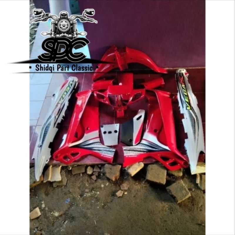 Paket Body Full Set Yamaha Vega R Lama Old Warna Putih Kombinasi Merah Ferarri Termurah Terlaris Rep