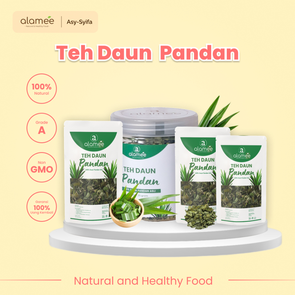 

ALAMEE Teh Daun Pandan Kering Leaf Tea Organik Alami 25 Gr Herbal SIap Seduh