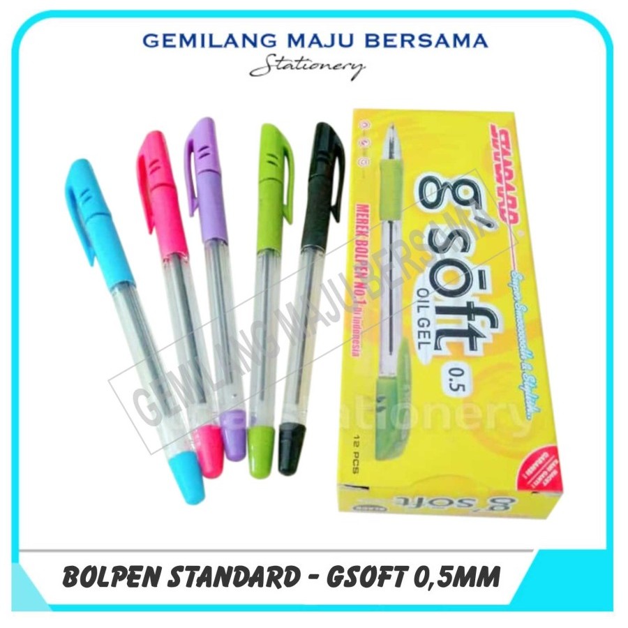 

Bolpen / Pen / Pulpen Standard G Soft 0.5mm (Harga Per Lusin)