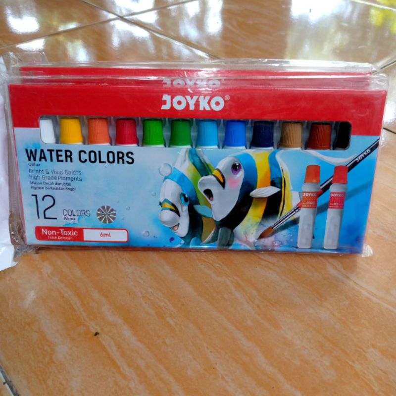 

JOYKO WATER COLORS(CAT AIR) 12 COLORS NON-TOXIC(tidak beracun) 6ml
