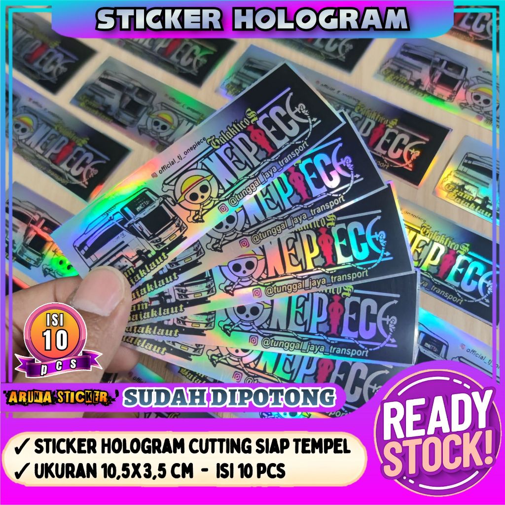 

10 pc Sticker Bus One Piece Hologram Panjang SUDAH DIPOTONG Tinggal Tempel Stiker Piano Sepeda