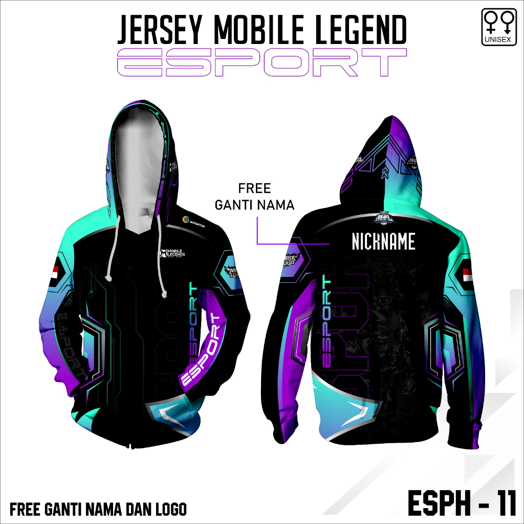Hoodie jersey mobile legend baju esport kaos game lengan panjang ml
