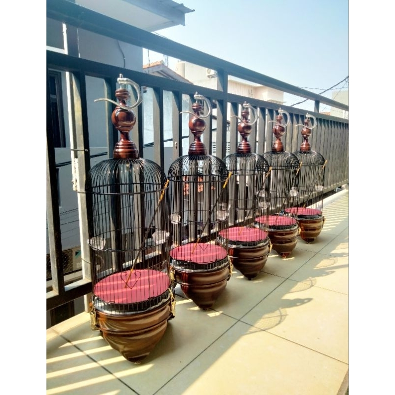 Sangkar Helopet Pleci Kayu Jati Fullset