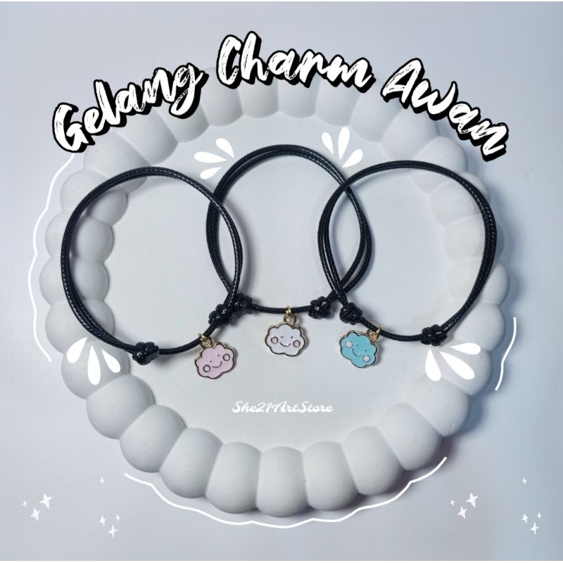 Gelang Chram Awan Series | Gelang Korea Aesthetics | Gelang Couple | Gelang Hitam Magnet