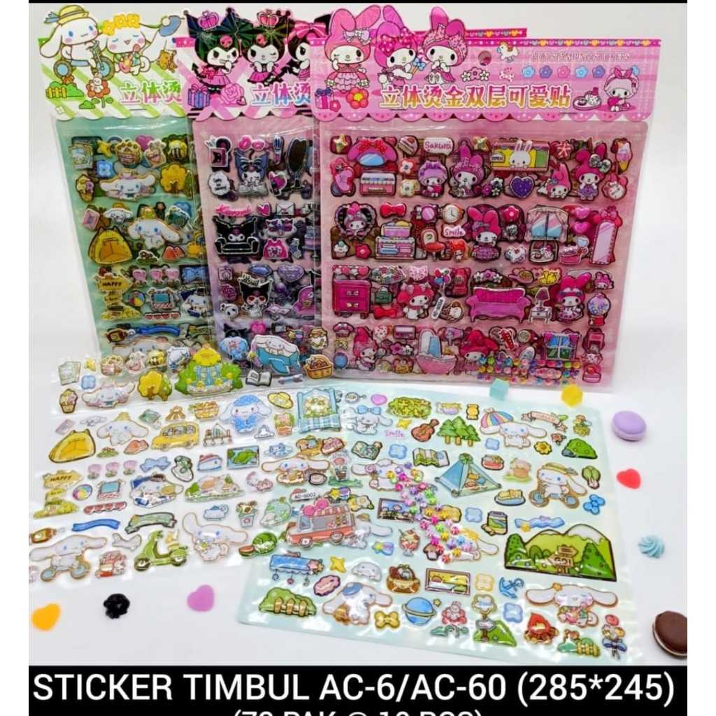 

sticker kuromi sanrio dkk kode ac 60 ( 2 lembar plus dodot mini selembar) jadi isi 2 lembar besar dan selembar dodot kecil