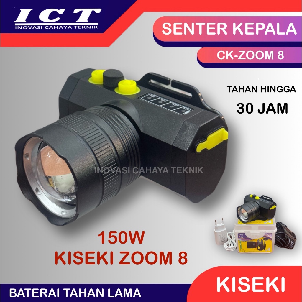 Senter Kepala Kiseki Zoom 8 / Senter Kepala Super Terang 150W Kiseki Zoom 8 / Kiseki ZOOM 8