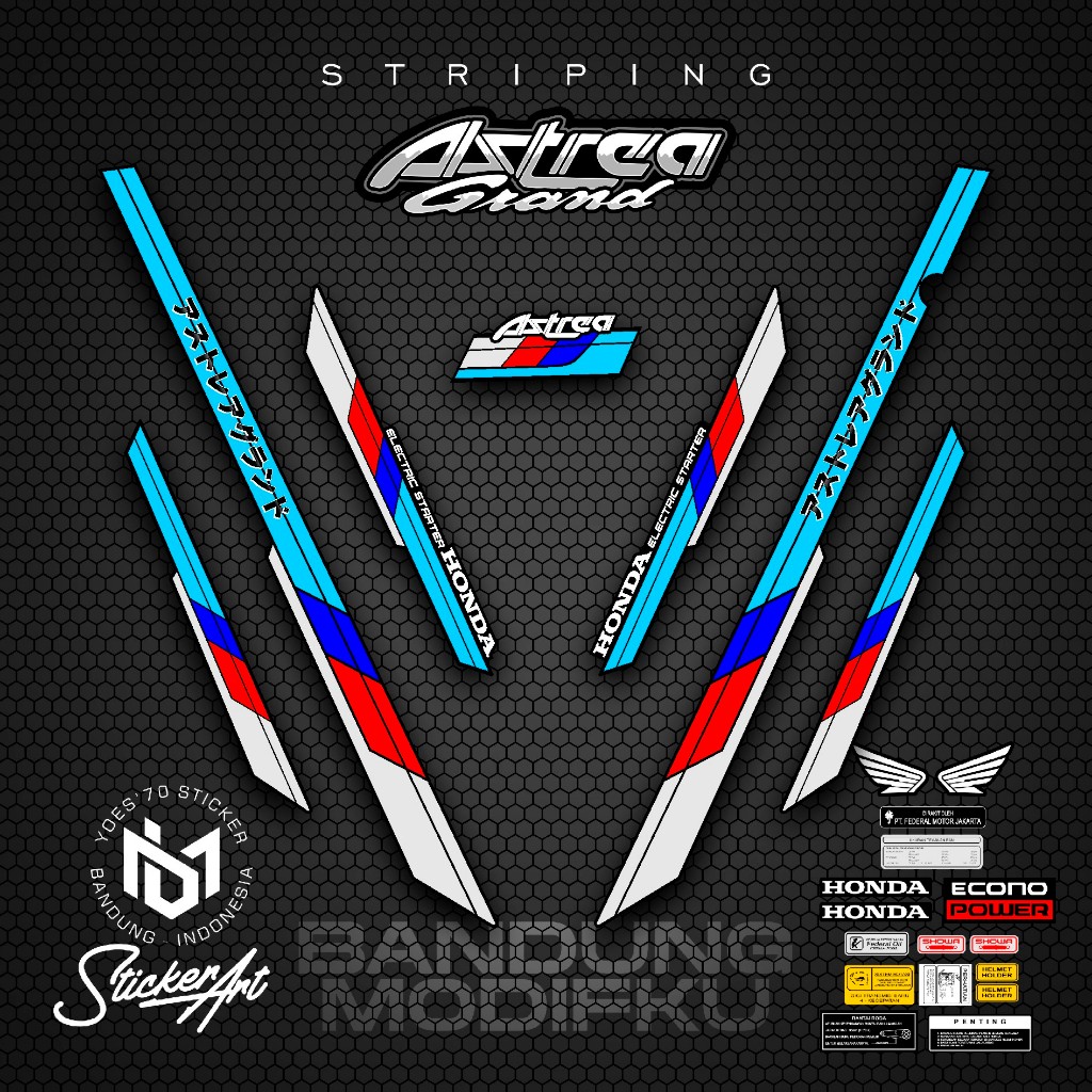 STRIPING STICKER HONDA GRAND ASTREA 97 ALUZ /  STIKER ASTREA GRAND BULUS / STKER/ POLET ASTREA GRAND