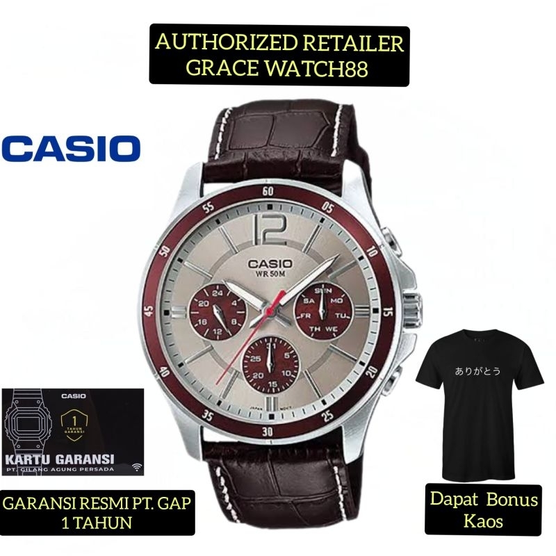 Jam tangan pria casio original Mtp-1374l-7a1vdf casio Analog mtp-1374l-7a1 casio original