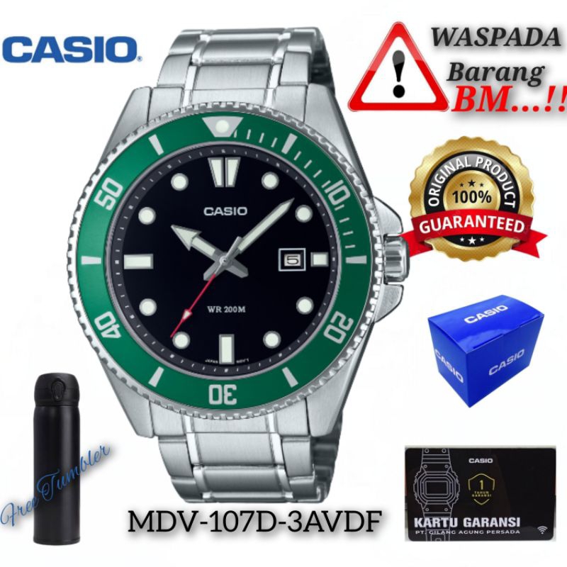 Jam Tangan Pria CASIO MDV-107D-3AVDF Original Tahan Air Garansi Resmi