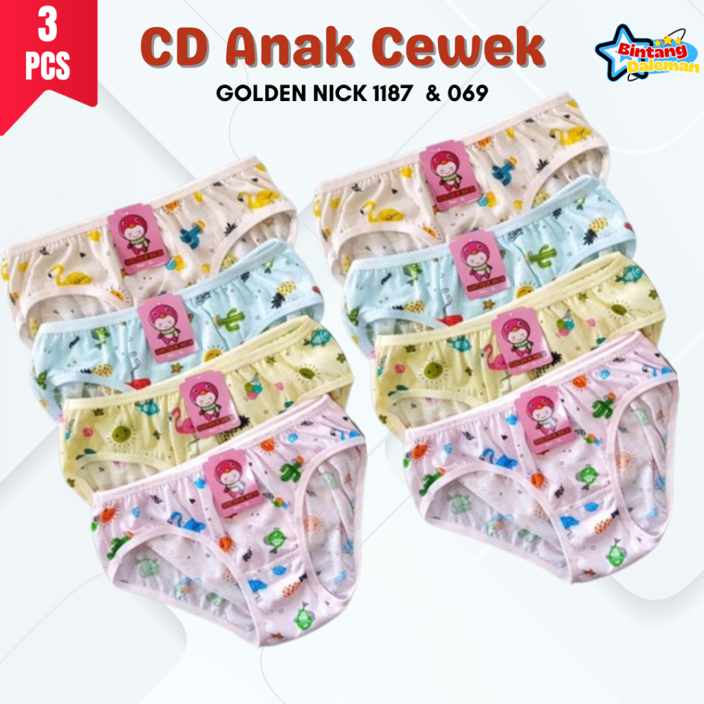 6 Pcs Celana Dalam Anak Perempuan Golden Nick 1187 & 069 CD Pakaian Dalam Wanita - CD anak perempuan
