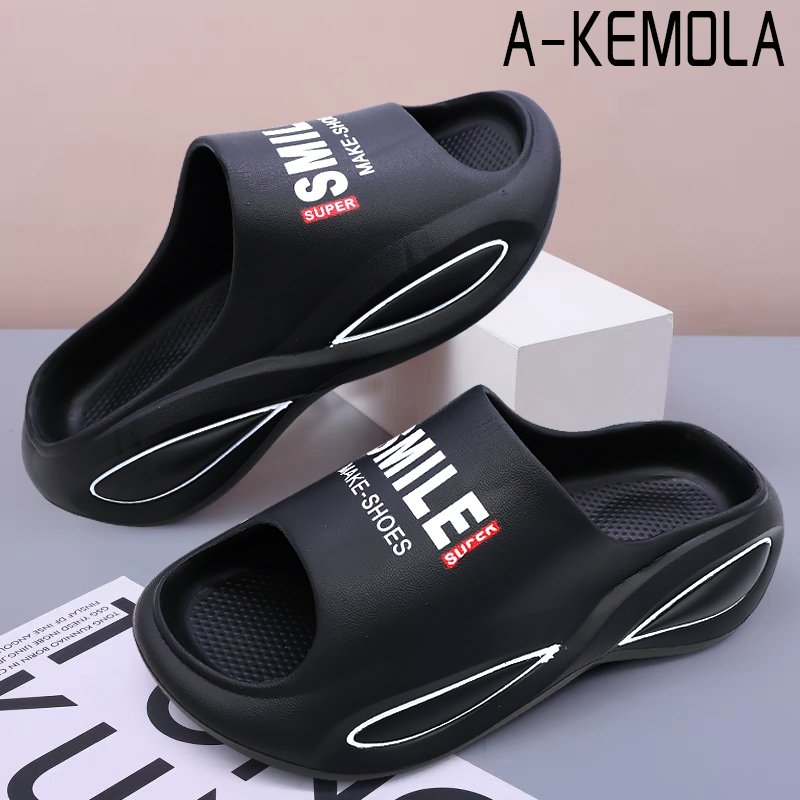 A-KEMOLA Sandal Pria Kekinian Dewasa Tinggi Sandal Baim Slide Cowok Pria Sandal Jelly EVA