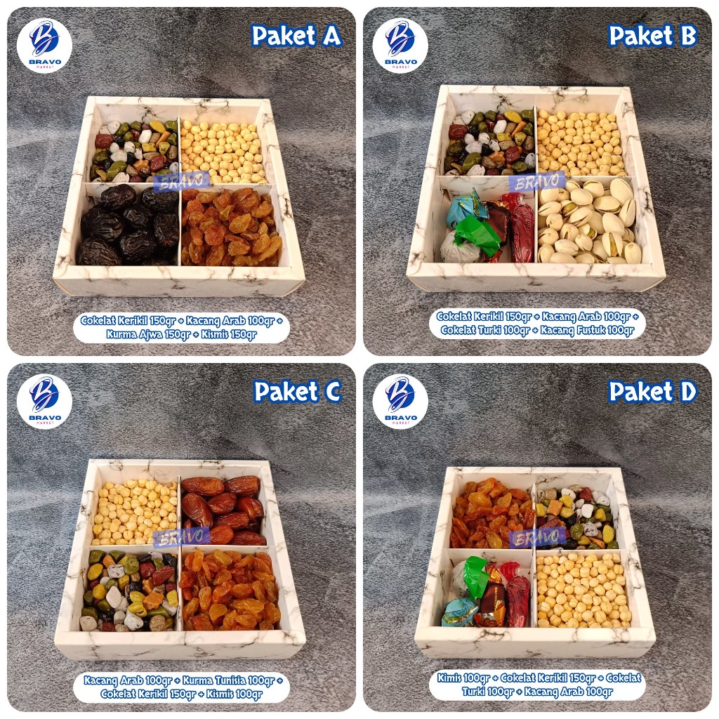 

Paket Hampers Exclusive Oleh-oleh Haji dan Umroh Premium Kemasan Box Mika Motif Marmer Sekat 4