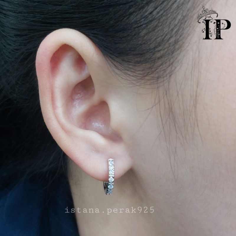 Anting Perak Asli Silver 925 Lapis Emas Putih Model Jepit Donat Model Emas  Perhiasan Anting