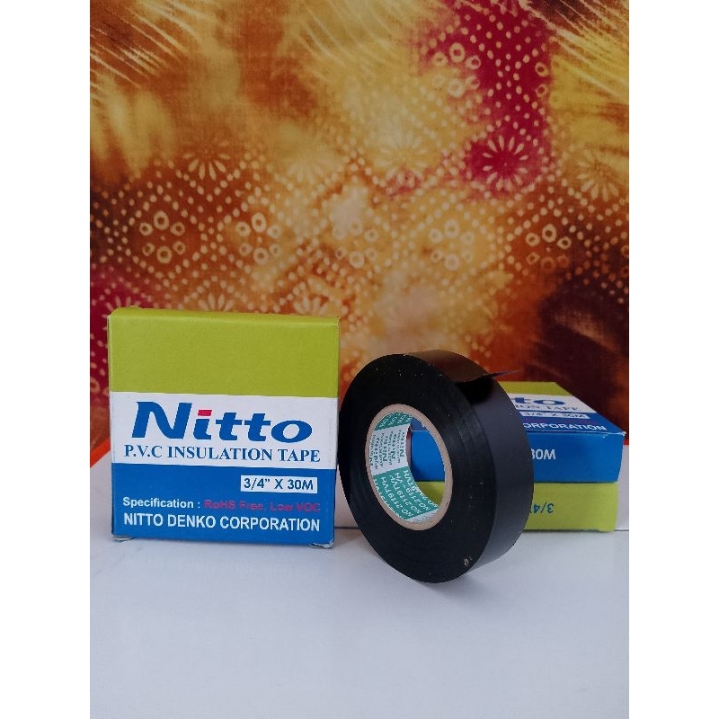 Isolasi Nitto/Lakban hitam Nitto/Isolasi Nitto 3/4"x30M Hitam