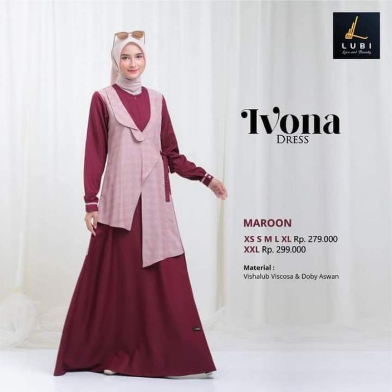 Promo Gamis Lubi Ivona Dress Maroon XXL