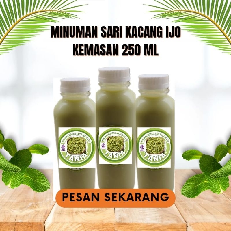 

Sari Kacang Hijau/Ijo Minuman Bergizi Kemasan Botol Plastik 250 ml Tanpa Pengawet Dan Pewarna Alami Dari Daun Pandan Gula Asli 100% Manis Pas Enak Halal Segar Menyehatkan Minuman Kaya/Tinggi Akan Asam Folat Vitamin E Khas Jombang Jawa Timur/Jatim T_Storee