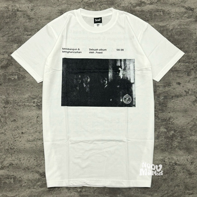 noov music merch .Feast - Records Tshirt - White | Official Merchandise Kaos Pria