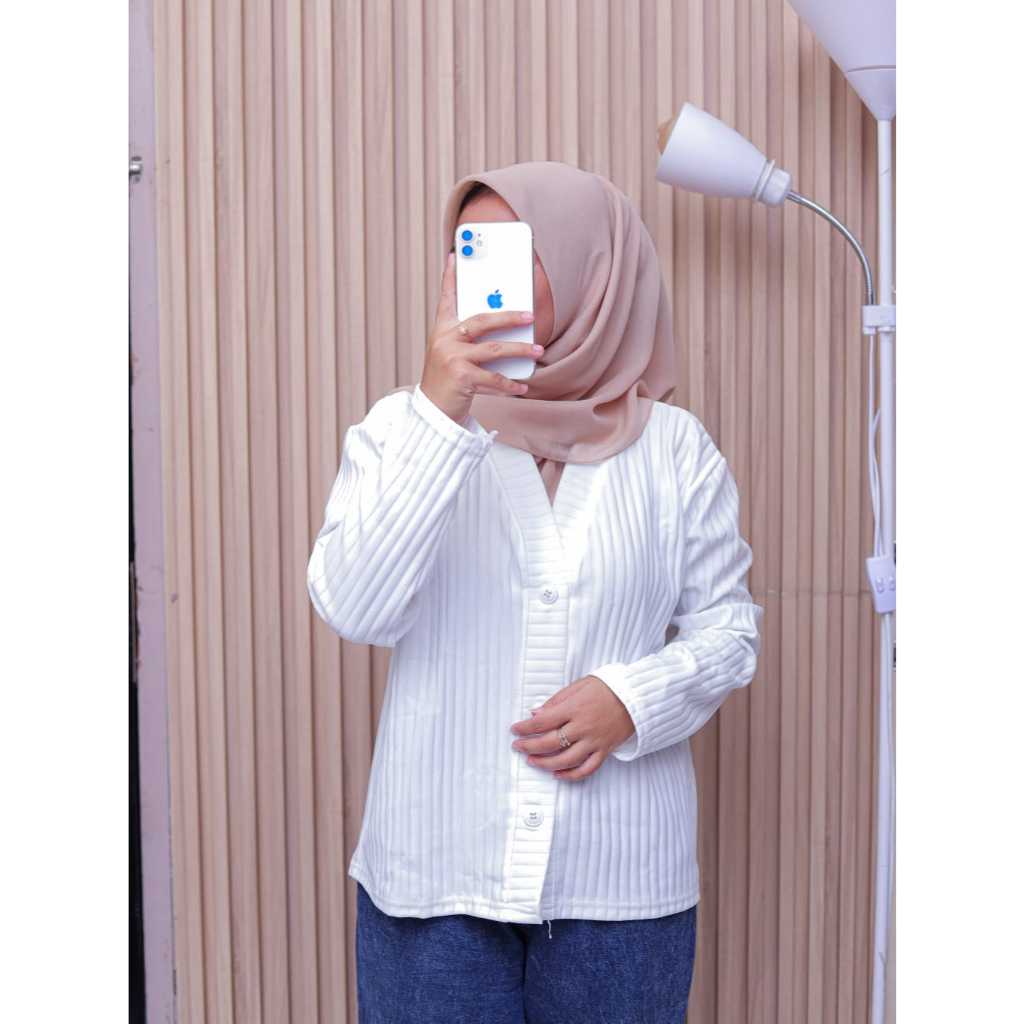 Cardigan Crop Wanita Knit Premium Outer Top Knitwear