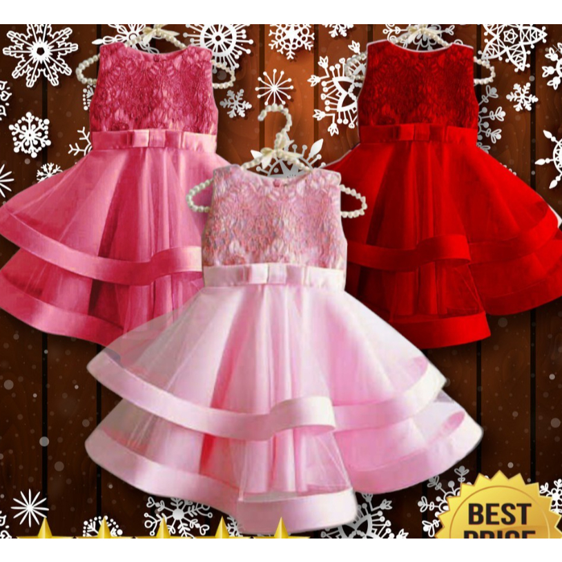 Dress Natal Anak Perempuan 2024 Umur 9 Thn 5 6 12 Tahun Minidress Rok Tanggung Korean Style  Baju Na