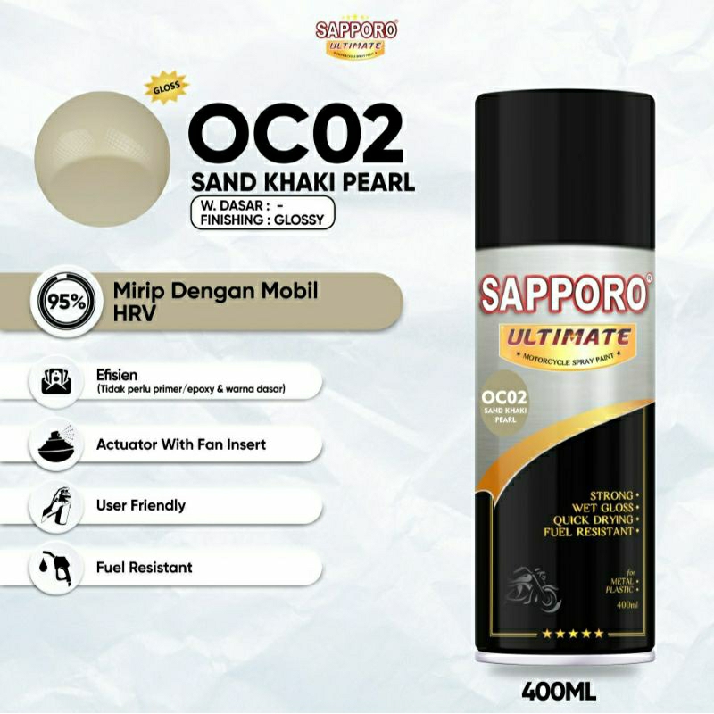 #MAU# Cat Semprot Sapporo Ultimate OC02 Sand Khaki Pearl 400ml Coklat Muda Khaki Mutiara Metallic Ho