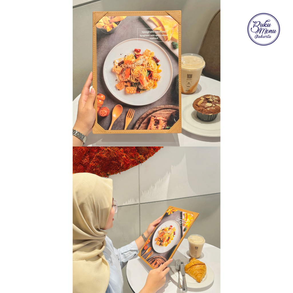 

ABmart Buku Menu Jakarta - Buku Menu Kulit Cafe Series Two View dan Side By Side (2 sisi) A3, A4, A5