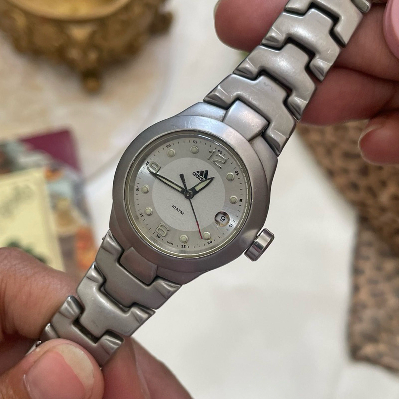 ADIDAS 10-0153 10atm Authentic vintage watch stainless steel sporty jam tangan glow in the dark