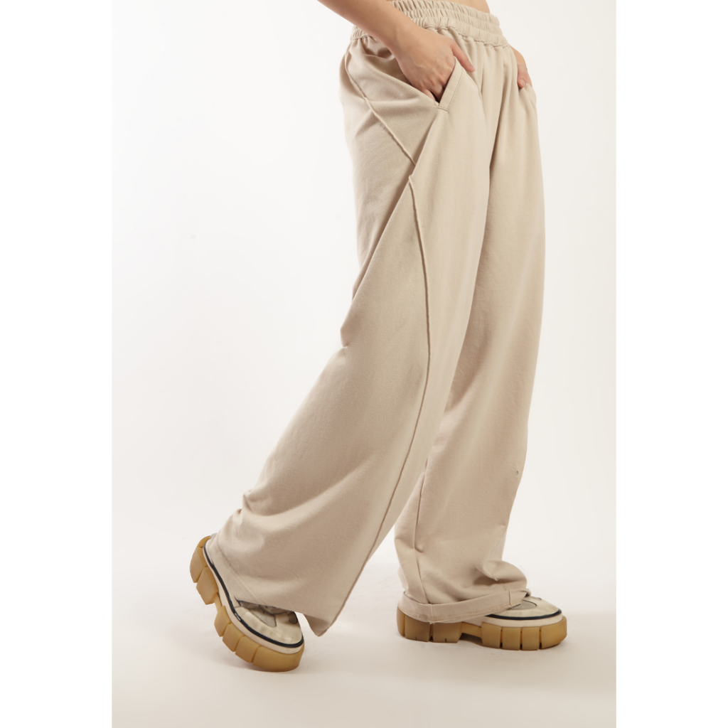OCWA X VEDECI KENDRICK FLARE TRACK PANTS BEIGE CREAM