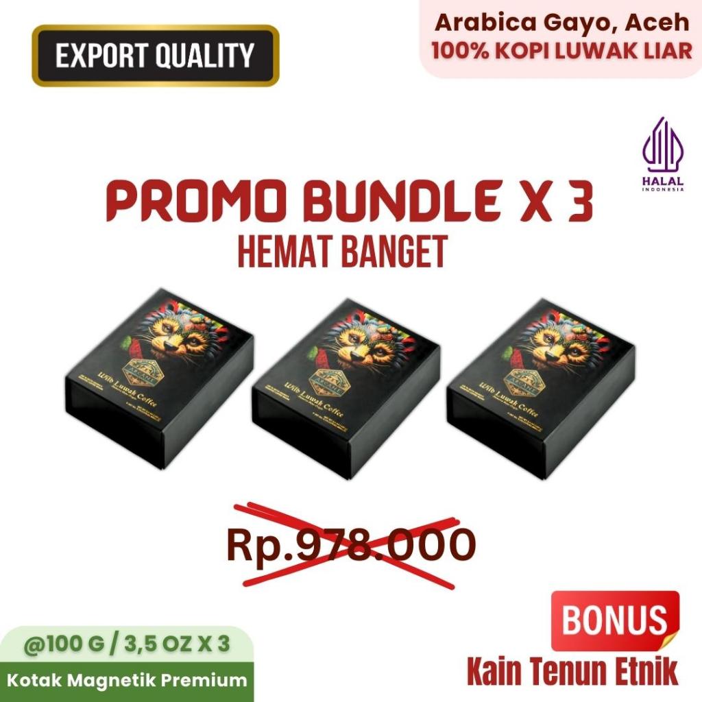 

KOPI LUWAK LIAR 100% ASLI | Paket 3 Box | Exclusive Magnetic Gift Box | Gayo Arabica | ARCANE ISLAND