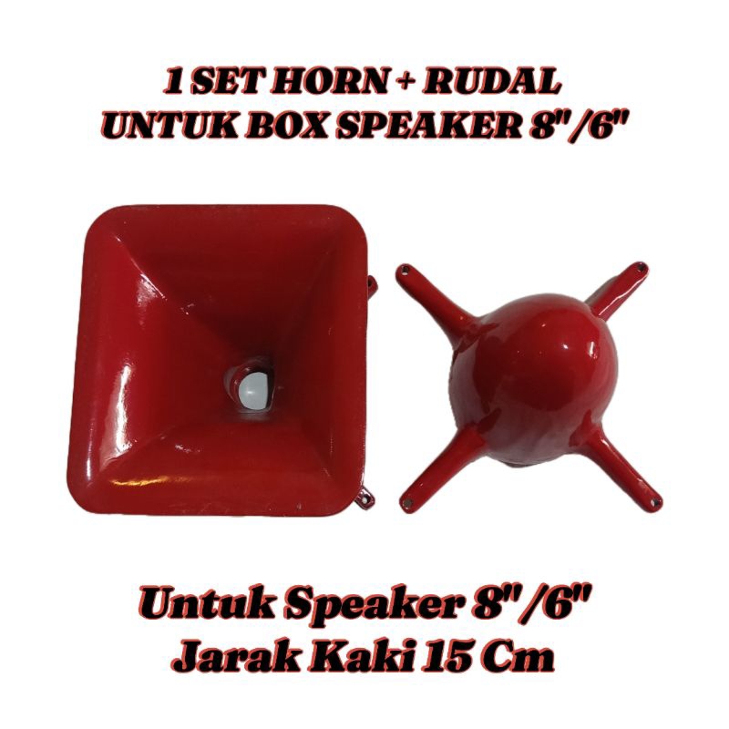 SPEAKER HORN + RUDAL ( PHASEPLUG ) BOX T 16 UNTUK SPEAKER 8 IN ( WARNA MERAH )