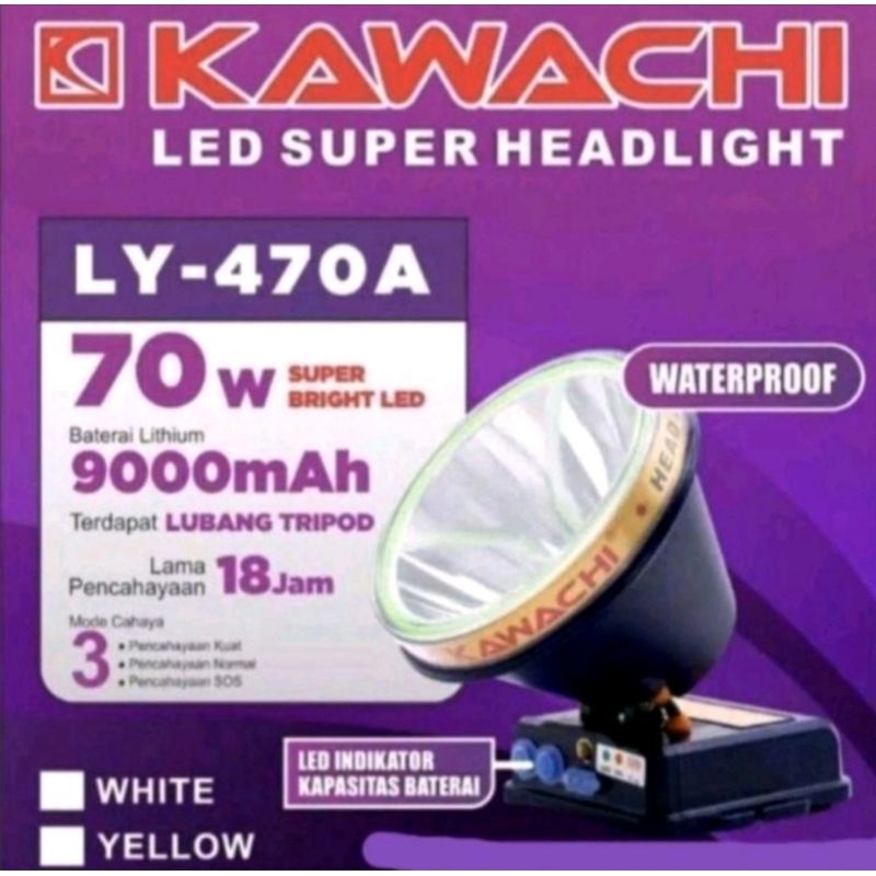 SENTER KEPALA KAWACHI 70 WATT 9000 mAh